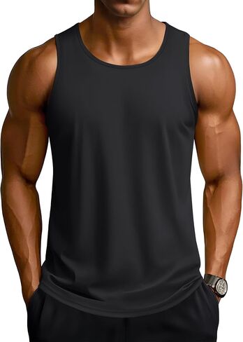 TACVASEN Men's UPF 50+ SPF Workout Sleeveless Shirts Quick Dry Muscle Shirt Lightweight Running Tank Tops in Saudi Arabia