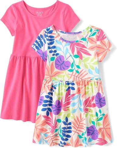 The Children's Place Baby Girls' Short Sleeve Everyday Dresses, Floral Aqua, X-Large in Saudi Arabia