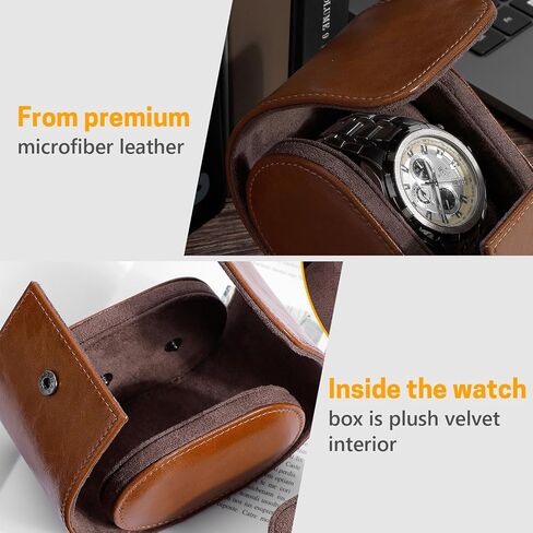 2 Watch Travel Case, Leather Watch Roll Organizer, Portable Watch Box for Storage or Display, Jewelry Gift Box for Men Women Birthday Anniversary Christmas in Saudi Arabia