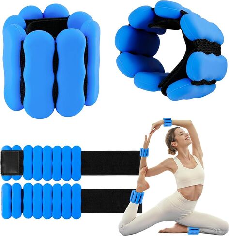 أوزان المعصم لأوزان الكاحل للنساء والرجال والأطفال، مجموعة من 2 (1-2 رطل لكل وزن) قابلة للتعديل من السيليكون لأوزان الذراع والساق بيلاتيس سوار معصم مرجح للمشي واليوجا والرقص والجيم المنزلي واللياقة البدنية in Kuwait