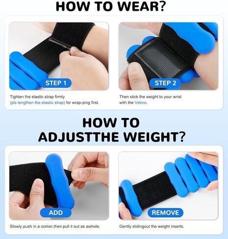 أوزان المعصم لأوزان الكاحل للنساء والرجال والأطفال، مجموعة من 2 (1-2 رطل لكل وزن) قابلة للتعديل من السيليكون لأوزان الذراع والساق بيلاتيس سوار معصم مرجح للمشي واليوجا والرقص والجيم المنزلي واللياقة البدنية in Kuwait