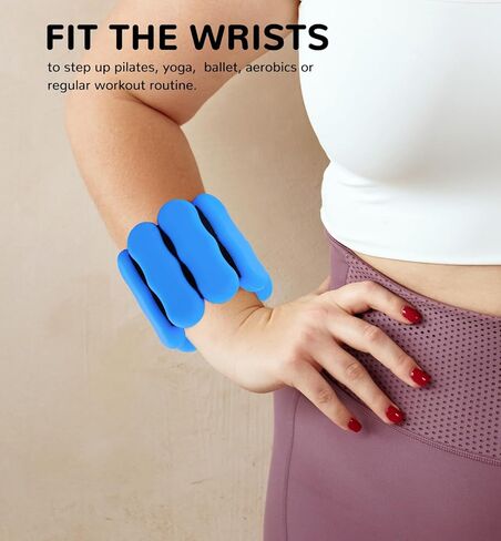أوزان المعصم لأوزان الكاحل للنساء والرجال والأطفال، مجموعة من 2 (1-2 رطل لكل وزن) قابلة للتعديل من السيليكون لأوزان الذراع والساق بيلاتيس سوار معصم مرجح للمشي واليوجا والرقص والجيم المنزلي واللياقة البدنية in Kuwait