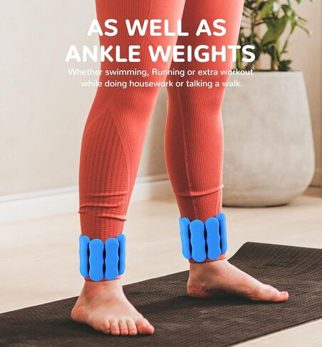 أوزان المعصم لأوزان الكاحل للنساء والرجال والأطفال، مجموعة من 2 (1-2 رطل لكل وزن) قابلة للتعديل من السيليكون لأوزان الذراع والساق بيلاتيس سوار معصم مرجح للمشي واليوجا والرقص والجيم المنزلي واللياقة البدنية in Kuwait