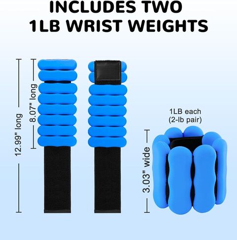 أوزان المعصم لأوزان الكاحل للنساء والرجال والأطفال، مجموعة من 2 (1-2 رطل لكل وزن) قابلة للتعديل من السيليكون لأوزان الذراع والساق بيلاتيس سوار معصم مرجح للمشي واليوجا والرقص والجيم المنزلي واللياقة البدنية in Kuwait