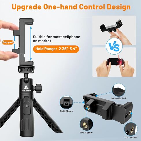 حامل ثلاثي للهاتف تلسكوبي 3 في 1 مع جهاز تحكم لاسلكي وحامل هاتف، عصا سيلفي صغيرة لكاميرا Gopro ثلاثية القوائم مع محول Gopro، ملحقات تسجيل فيديو ثلاثية القوائم للسفر لهاتف iPhone Canon Sony تسجيل الفيديو in Kuwait