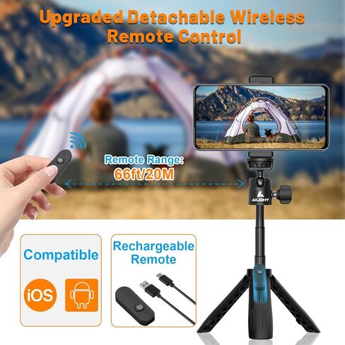 حامل ثلاثي للهاتف تلسكوبي 3 في 1 مع جهاز تحكم لاسلكي وحامل هاتف، عصا سيلفي صغيرة لكاميرا Gopro ثلاثية القوائم مع محول Gopro، ملحقات تسجيل فيديو ثلاثية القوائم للسفر لهاتف iPhone Canon Sony تسجيل الفيديو in Kuwait