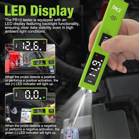 JDIAG PB60 Power Circuit Probe Tester with Battery, Multimeter, Oscilloscope, Fuel Injector Test, Voltage Tester 0-80V, Electrical Circuit Tester Kit with 33FT Cable, Supports 8-32V Car in Saudi Arabia