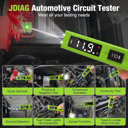 JDIAG PB60 Power Circuit Probe Tester with Battery, Multimeter, Oscilloscope, Fuel Injector Test, Voltage Tester 0-80V, Electrical Circuit Tester Kit with 33FT Cable, Supports 8-32V Car in Saudi Arabia