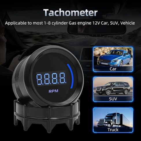 ARTILAURA 2 بوصة 52 ملم مقياس درجة حرارة الماء 104-300 فهرنهايت رقمي أزرق مجموعة قياس درجة حرارة الماء مع مستشعر للسيارات العالمية 12 فولت in Kuwait