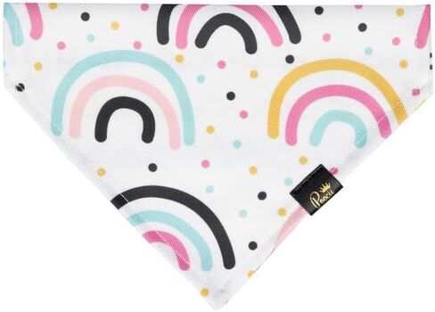 Dog Bandana (Happy Rainbows, Small) Puppy Bib Handkerchief Scarf Accessories for Any Breed Pet Gift in Saudi Arabia