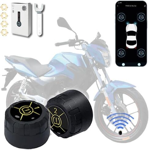 TPMS Tire Pressure Monitor System Wireless Tire Pressure Monitoring System Sensor Real-time Bluetooth Temperature Motorcycle TPMS for Cars,Bikes,Support iOS&Android,4 External TPMS Kit【2025 Upgraded】 in Saudi Arabia