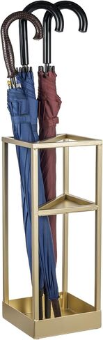 MyGift 20 Inch Modern Matte Black Metal Entryway Umbrella Holder, Large Rectangular Rack for Long Stick Rain Umbrellas and Walking Canes with Shelf for Travel Compact Umbrellas and Bottom Drip Catch in Saudi Arabia