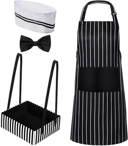 SATINIOR 4 Pcs Adult Waiter Costume Hot Dog Soda Jerk Movie Night Popcorn Costume Carnival Circus 50s Halloween Party in Saudi Arabia