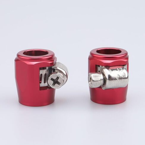 ID 16mm (0.63") Aluminum -6 AN Hex Hose Finisher Clamp with Screw Band for Fuel Line, Diesel/Gas/Air/Water/Oil and Fuel Hose, Pack of 2, Silver in Kuwait