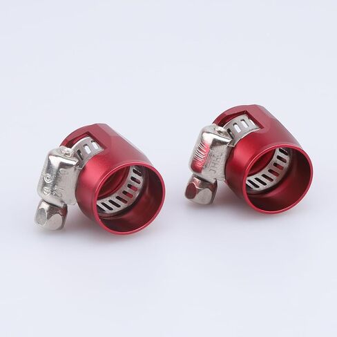 ID 16mm (0.63") Aluminum -6 AN Hex Hose Finisher Clamp with Screw Band for Fuel Line, Diesel/Gas/Air/Water/Oil and Fuel Hose, Pack of 2, Silver in Kuwait