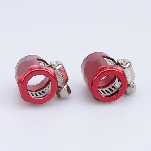 ID 16mm (0.63") Aluminum -6 AN Hex Hose Finisher Clamp with Screw Band for Fuel Line, Diesel/Gas/Air/Water/Oil and Fuel Hose, Pack of 2, Silver in Kuwait