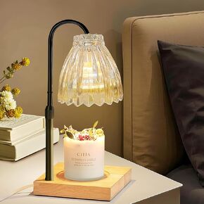 Candle Warmer Lamp with Timer, Dimmable Melted Wax Warmer with Two Bulbs, Height Adjustable Candle Lamp for Bedroom, Living Room Home Decor, House Warming Gift