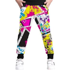 BINPAW Boys Printed Pants Funny 3D Graphic Drawstring Jogger Sweatpants for Kids 4-16Y