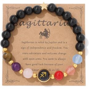 COLORFUL BLING Zodiac Bracelets for Women Men 12 Constellations Healing Crystal Stretch Bracelet Zodiac Sign Natural Stone Beaded Bracelet Horoscope Spiritual Jewelry Birthday Gift