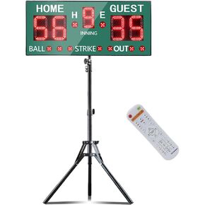 Outdoor Baseball/Softball Scoreboard with Stand, Wireless Portable Baseball Scoreboard, Digital Scoreboard with Remote, Electronic Scoreboard for Games, Score Keeper Ball Strike Out Inning