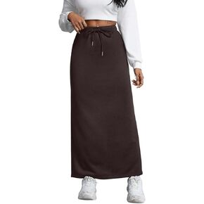 SOFIA'S CHOICE Women's Drawstring Skirt High Waist A Line Maxi Skirts with Pockets