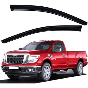 Lightronic WV192445 in-Channel Side Window Deflectors & Visors Vent Rain Guards, Dark Smoke, 2-Pieces Set, Fits 2017-2019 Nissan Titan/Titan XD, Regular Cab & King Cab