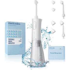 Neti Pot Sinus Rinsing, Nasal Rinse Bottle Sinus Rinse Nose Wash Cleaner Pressure Irrigation, Neti-Pot 3 Modes 2 Jet with 300ml with 30 Nasal Wash Salt Packets for Adult & Kid Travel