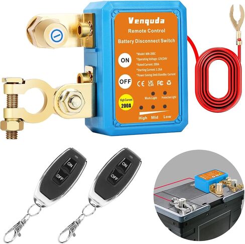 Kill Switch，Kill Switch For Car，Car Kill Switch，Battery Disconnect Switch、Remote Battery Disconnect Switch12V 240A，Automatic Cut/Shut Off Switch For Auto、 ATV、RV、Truck、Yachts、 Boat （Side Installation） in Saudi Arabia