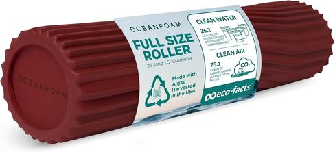 Oceanfoam Tidal Roller - أسطوانة إسفنجية لتدليك العضلات لآلام الظهر والتمدد - مموج مريح وواسع - اليوغا وألعاب القوى والعافية - حجم كامل، 20 بوصة × 5 بوصة - رخامي أحمر in Kuwait
