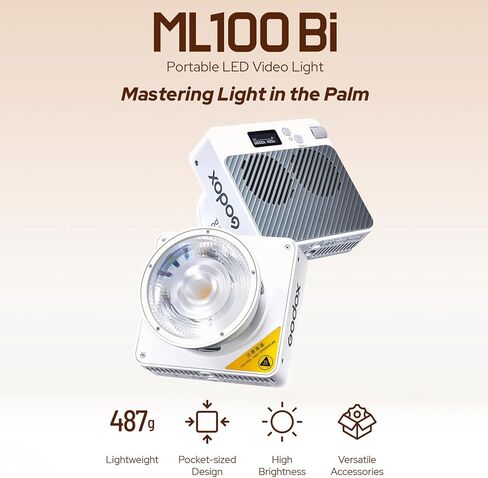 GODOX ML60II Bi 70W Video Light Bi-Color Photography Light 2800K-6500K Dimmable with GODOX Mount COB Bead 2.4G Wireless System Support APP Control with Standar Reflector for Photography in Kuwait