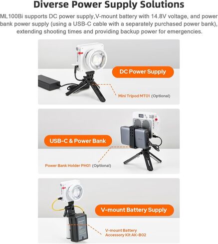 GODOX ML60II Bi 70W Video Light Bi-Color Photography Light 2800K-6500K Dimmable with GODOX Mount COB Bead 2.4G Wireless System Support APP Control with Standar Reflector for Photography in Kuwait