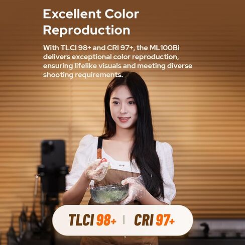 GODOX ML60II Bi 70W Video Light Bi-Color Photography Light 2800K-6500K Dimmable with GODOX Mount COB Bead 2.4G Wireless System Support APP Control with Standar Reflector for Photography in Kuwait