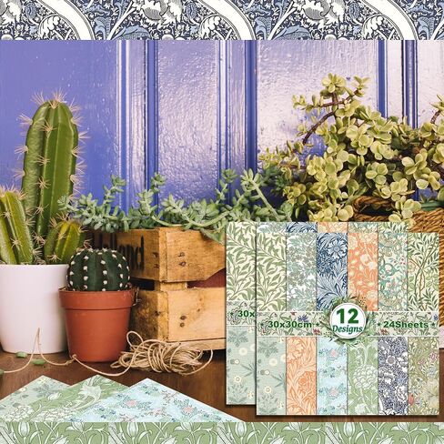 24 Sheets 12'' × 12'' Easter Design Scrapbook Paper Bunny Chicken Easter Egg Floral Patterned Double-Sided Spring Decorative Craft Paper Folded Flat for Card Making Photo Album DIY Craft in Kuwait