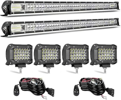مجموعات شريط إضاءة LED للشاحنة - قضبان إضاءة LED رفيعة مقاس 20 بوصة، وحدات إضاءة LED مقاس 4 بوصات 12 فولت 24 فولت، ضوء عمل LED على الطرق الوعرة لعربة التقاط جرار ATV مع حزام الأسلاك in Saudi Arabia