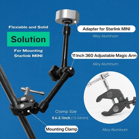 Starlink Mini Mount, Portable Starlink Mini Rv Ladder Mount/Roof Rack Mount,Universally Adjustable Angle Clamp with Adapter for Pickup Truck with Bracket,Cruise Ship,Roof,Camping Travel etc in Saudi Arabia