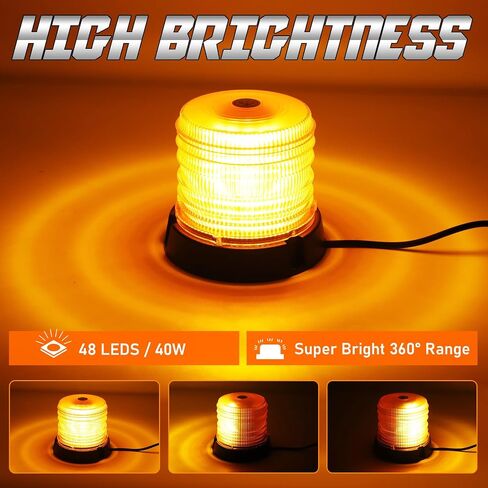 Led Beacon Lights 12V-24V Amber Strobe Warning Light, 48 LED Rooftop Safety Flashing Emergency Lights with Magnetic for Cars Trucks Vehicle in Saudi Arabia