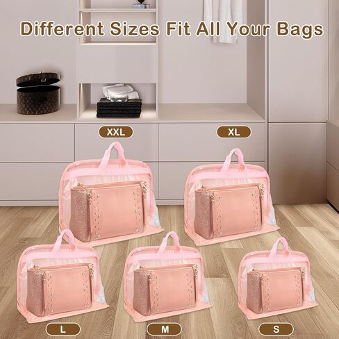 Dust Bags for Handbags - Handbag Storage Organizer Dust Bags for Moisture Proof Dust Cover with Zipper and Handle(Pink-XXL) in Saudi Arabia