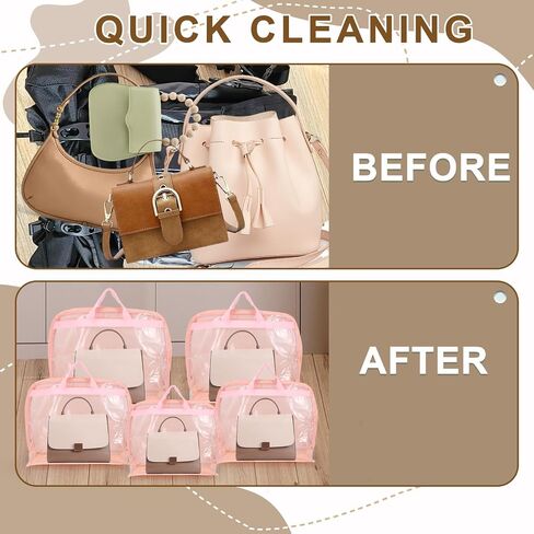 Dust Bags for Handbags - Handbag Storage Organizer Dust Bags for Moisture Proof Dust Cover with Zipper and Handle(Pink-XXL) in Saudi Arabia