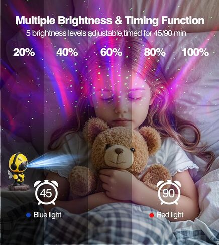 Bee Astronaut Galaxy Projector,Newest Astronaut Star Projector,Bee Nebula Ceiling LED Night Light for Kids with Timer Remote,Adjustable Flowing Light Starry Projector for Bedroom,Room Decor in Saudi Arabia