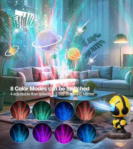 Bee Astronaut Galaxy Projector,Newest Astronaut Star Projector,Bee Nebula Ceiling LED Night Light for Kids with Timer Remote,Adjustable Flowing Light Starry Projector for Bedroom,Room Decor in Saudi Arabia
