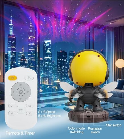 Bee Astronaut Galaxy Projector,Newest Astronaut Star Projector,Bee Nebula Ceiling LED Night Light for Kids with Timer Remote,Adjustable Flowing Light Starry Projector for Bedroom,Room Decor in Saudi Arabia