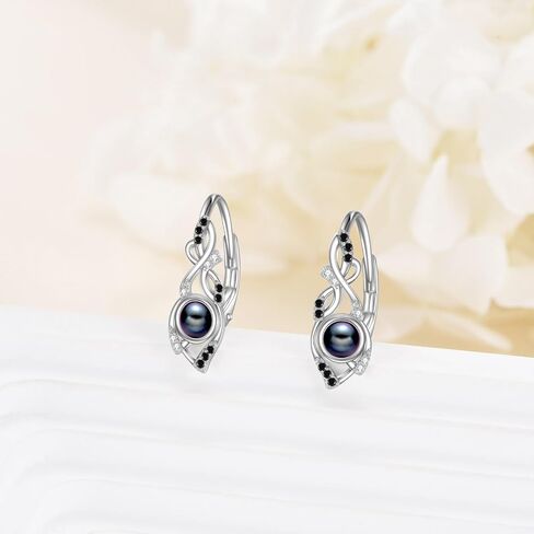 Celtic Moonstone/Turquoise Earrings for Women Sterling Silver Leverback Dangle Earrings Moonstone Hoop Earrings Celtic Earrings Irish Jewelry Gifts for Girls in Saudi Arabia
