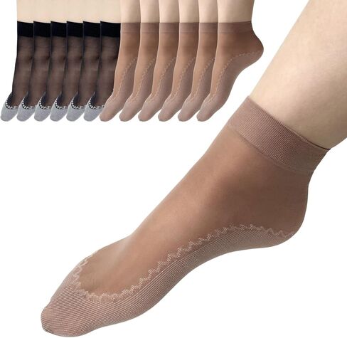12 Pairs Nylon Socks for Women Sheer Ankle Socks w/Reinforced Bottom and Toe by Daisy&Dino in Saudi Arabia