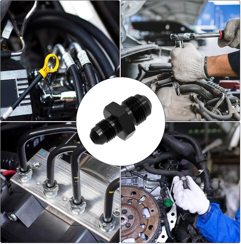 3AN Male to 4AN Male Swivel Flare Union Fitting Adapter, Black Straight Hard Aluminum Hex Anodized Connector, Automotive Accessories Suitable for Vehicle Fuel Oil Line Modification in Saudi Arabia