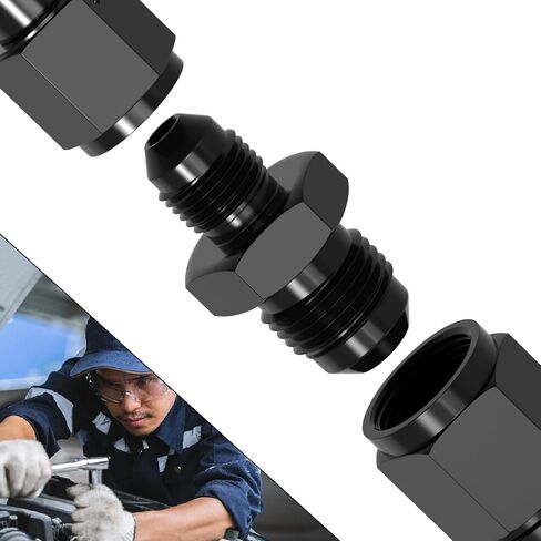 3AN Male to 4AN Male Swivel Flare Union Fitting Adapter, Black Straight Hard Aluminum Hex Anodized Connector, Automotive Accessories Suitable for Vehicle Fuel Oil Line Modification in Saudi Arabia