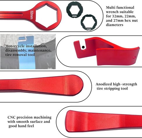 10mm/0.39''13mm/0.51''22mm/0.87''27mm/1.06''32mm/1.26''Tire Iron Lever Tool Spoon Motorcycle Tire Change Kit Wrench Set Bead Buddy Kit Tire Repair Tool for Bike EXC SX XC EXCF Dirt Pit Bike (Black) in Kuwait