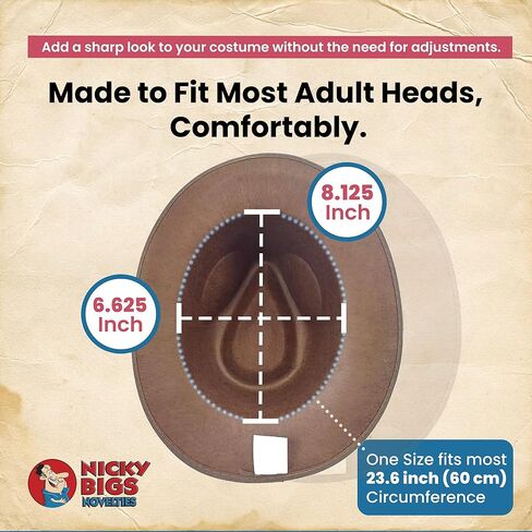 Adult Brown Adventurer Fedora Hat Mobster Felt Panama Gatsby Costume Accessory in Kuwait