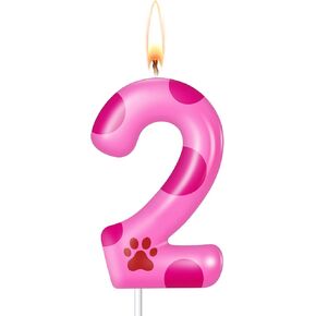 MTLEE Blue Color Dog Paw Birthday Candles Dog Paw Themed Numeral Birthday Number Candle Birthday Cake Topper for Boy and Girl Dog Paw Birthday Decoration Blue Color Dog Party Supplies(2)