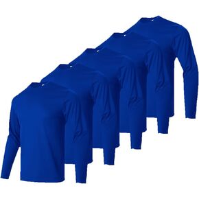 Mens Long Sleeve Shirts Casual Quick Dry Crew Neck Work Shirts Athletic Cycling Hiking T-Shirts 5 Pack