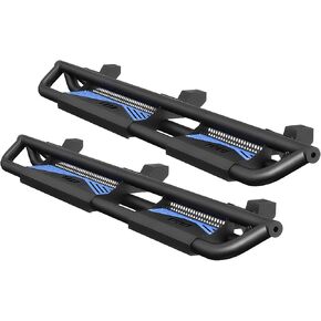 لوحات الجري متوافقة مع 2007-2018 Jeep Wrangler JK JKU Unlimited 4 أبواب، خطوات جانبية 6.3 بوصة مع لوحات خطوة قابلة للطلاء، قضيب نيرف فولاذي شديد التحمل، درج واحد